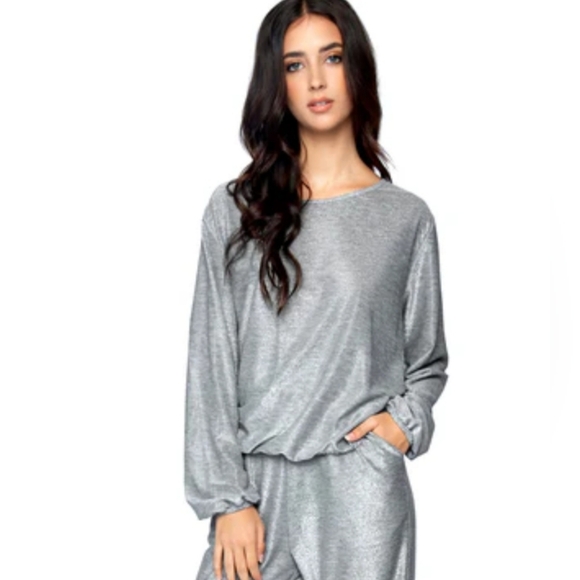PQ Swim Tops - PQ X Herbert Twins Elisha Long sleeve top in silver size XS/S